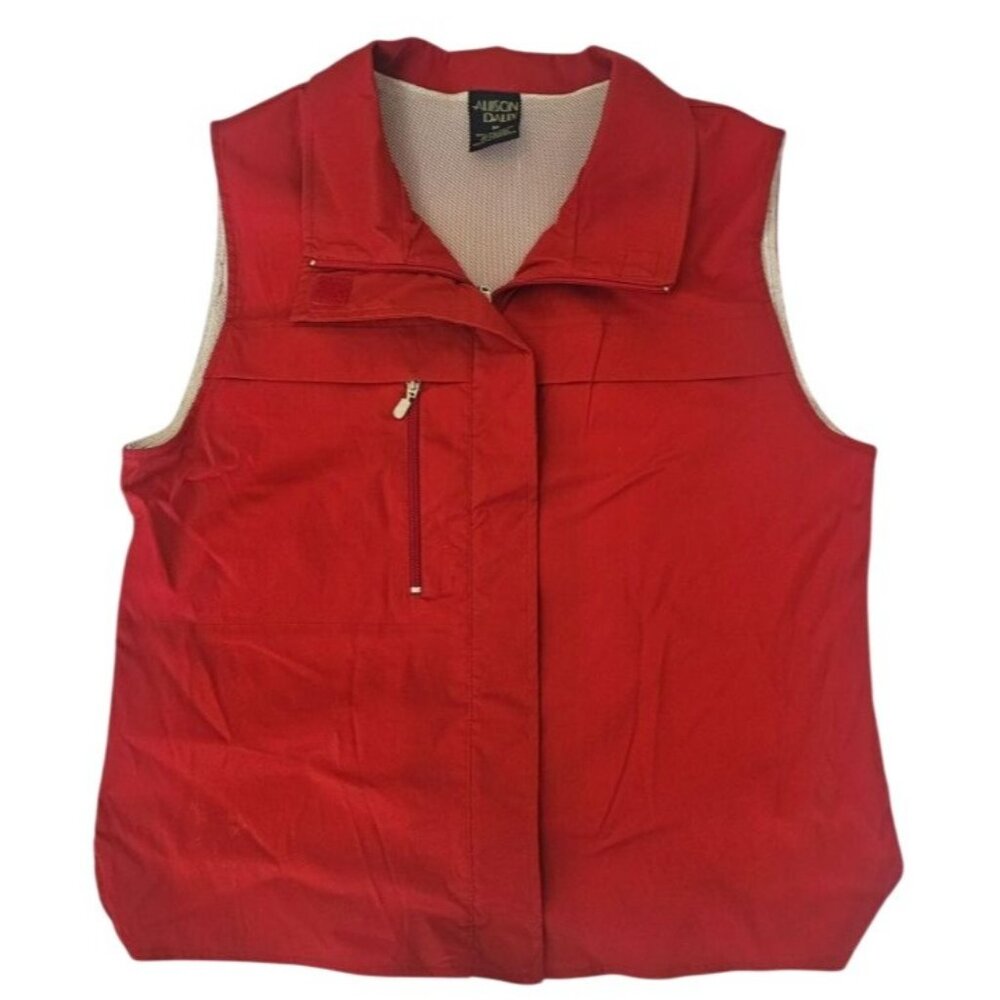 Allison Daley Red Full Zip Front Chest Pocket Lightweight Vest Women's Medium - Picture 2 of 11